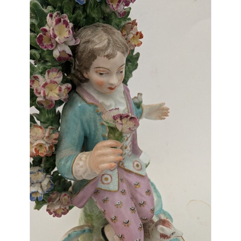Chelsea Derby Style Brocage Pair Candle Holder Tree and Flowers Porcelain France - Picture 6 of 16